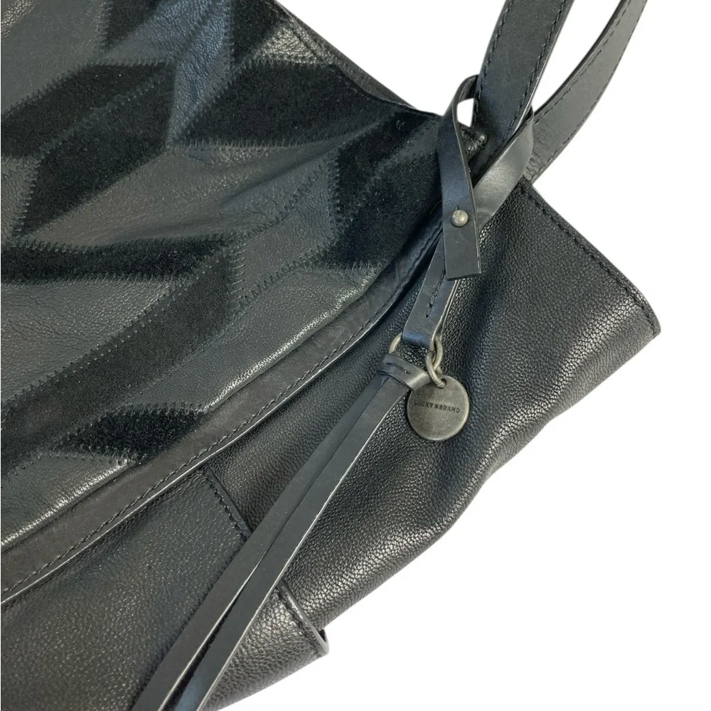 Lucky Brand Black Leather Patchwork Hobo Bag